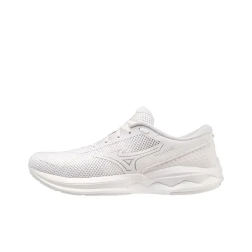 Mizuno Slip-resistant Abrasion-resistant Low Top Casual Running Shoes Unisex White Silver Мицубо Противоскользящие Устойчивые к истиранию Низкие Топ Повседневные Беговые Кроссовки Унисекс Белый Серебряный