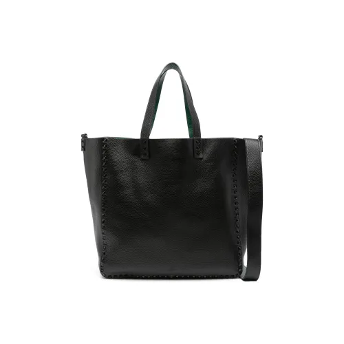 Valentino Rockstud Телячья кожа Тоут Сумка Сумка для покупок Сумка через плечо Сумка Мужская Черная и Плющево-зеленая