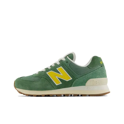New Balance NB 574 Low Топ Повседневные Беговые Кроссовки Женские Зеленый Желтый