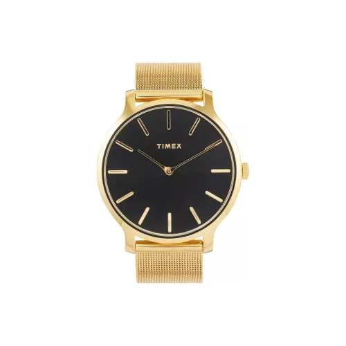 TIMEX Наручные часы Кварцевый механизм Ремешок из нержавеющей стали 38 мм Черный циферблат Женские часы