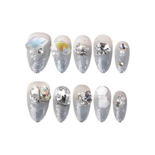 Yun Yue Joe Градиентный Кошачий глаз Осветляющий Синий 3D-эффект False Nail Миндаль Средний LADDER 20 мм