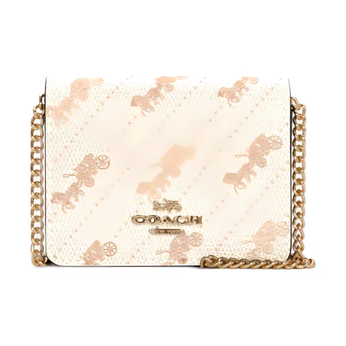 COACH Canvas С кожаными вставками Сумка через плечо Кошелек Мини Женский Экрю Кремовый