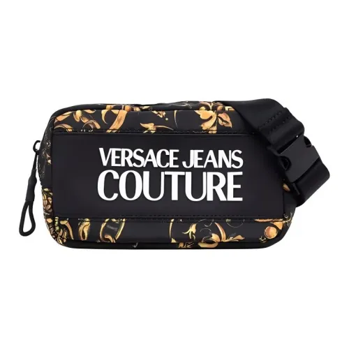 VERSACE Nylon Sling Bag Сумка через плечо Банан Унисекс Черный Золото