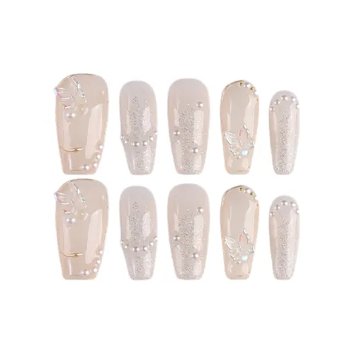 Yun Yue Joe Французский Осветляющий Ромб Жемчужно-розовый Сияние Мягкий False Nail Средний LADDER 25 мм