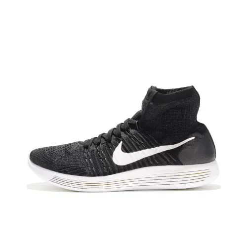 nike LunarEpic Flyknit Slip-resistant и дышащий высокий топ беговые кроссовки женские черный белый
