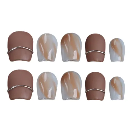 Yun Yue Joe Коричневый Матовый Смешанный Минималистский стиль Осенний Зимний Кофейный Градиент False Nail Короткий LADDER 15мм