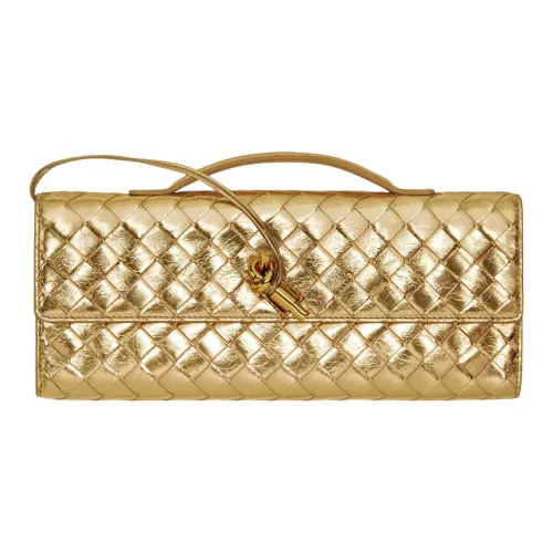 Bottega Veneta Lambskin Clutch Women's Gold