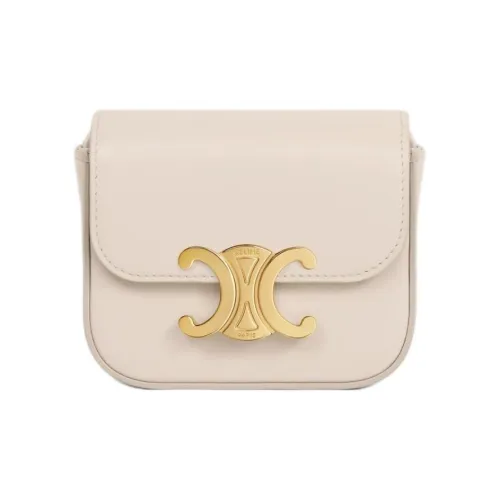 CELINE Triomphe Телячья кожа Сумка через плечо Мини Женская Светлый Бежевый