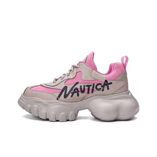 NAUTICA Противоскользящие Износостойкие Дышащие Низкие Топ Кроссовки с Толстой Подошвой Женские Серые Розовые