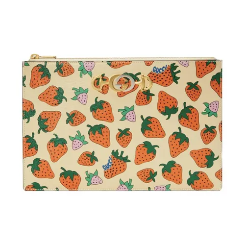 GUCCI Zumi Кожа Сумка для документов Клатч Женская Бежевый Оранжевый Красный