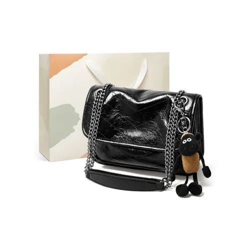 15 MINS Коровья кожа с синтетической кожей курьерская сумка сумка на плечо стандартная женская полночный черный