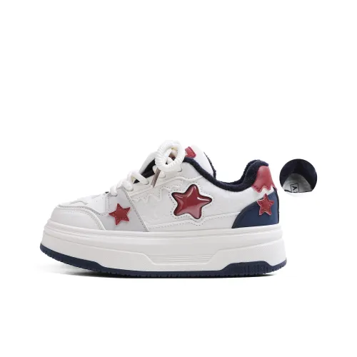 RENBEN Термические Износостойкие Низкие Кроссовки для Скейтбординга Женские Белые Темно-Синие