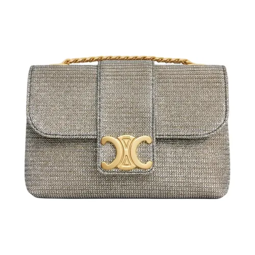 CELINE Victoire Яркий Ткань Сумка через плечо Сумка через плечо Мини Женская Золотая