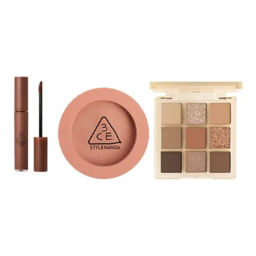 3CE Помада Палетка для теней Наборы макияжа Blush Легко смешиваемый Вельвет Естественный Матовый Трехкомпонентный комплект