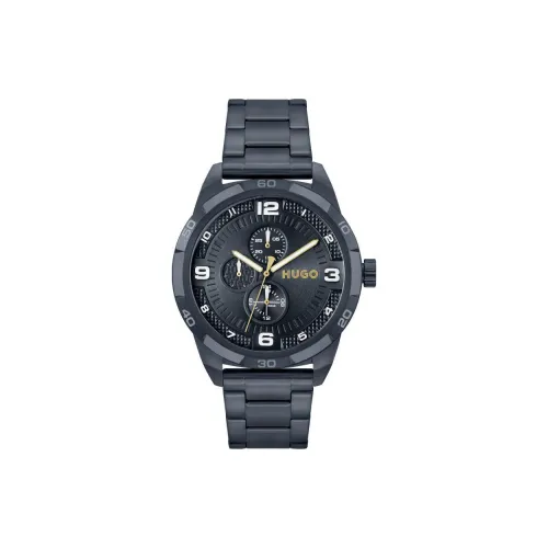 Hugo Boss Мужские часы Кварцевый механизм Ремешок из нержавеющей стали 46 мм Черный циферблат