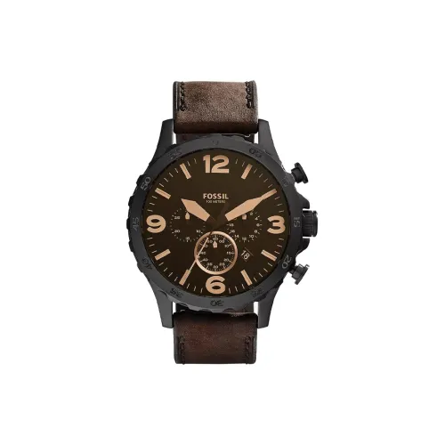 FOSSIL Наручные часы Кварцевый механизм Натуральная кожа Ремешок 50 мм Коричневый циферблат Мужские часы