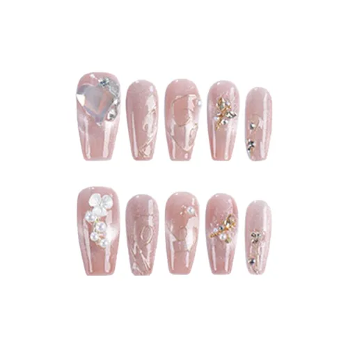 Yun Yue Joe 3D-эффект искрящийся бриллиантово-розовый мягкий Pure Desire False Nail средний LADDER 25 мм