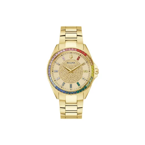 BULOVA Crystal Collection Мужские часы Кварцевый механизм Ремешок из нержавеющей стали 40 мм Золотистый циферблат