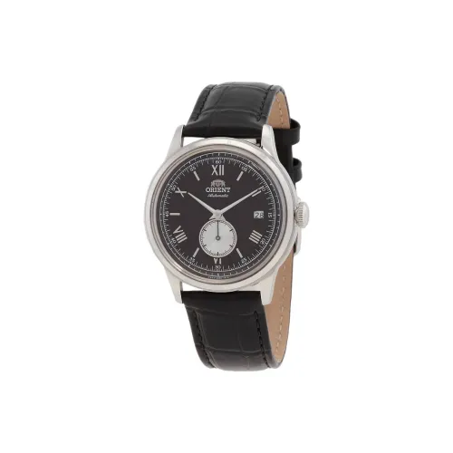 ORIENT Автоматический Механический Механизм Кожаный Ремешок Часы 38 мм Мужские Часы Черный Циферблат