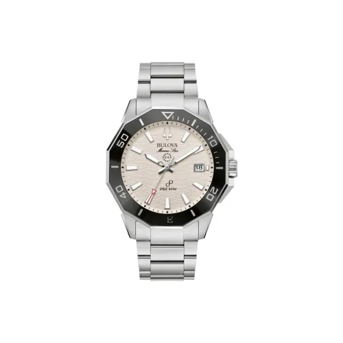 BULOVA Мужские часы Кварцевый механизм Ремешок из нержавеющей стали 43 мм Белый циферблат