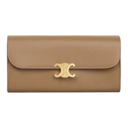 CELINE Triomphe Телячья кожа Кошелек Большой Женские Темная умбровая