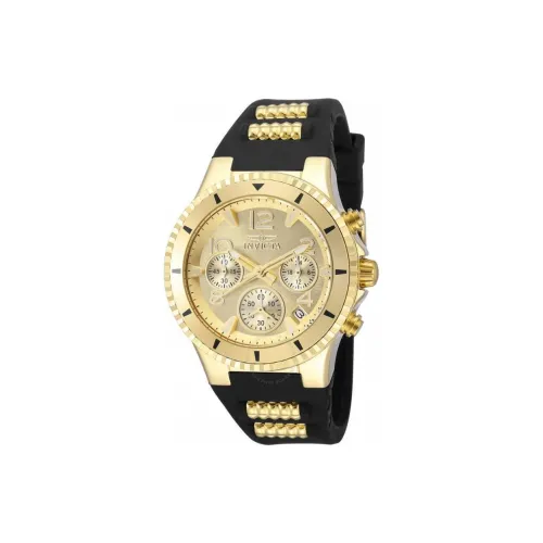 INVICTA Наручные часы Кварцевый механизм Силиконовый ремешок из нержавеющей стали 39 мм Золотой циферблат Женские часы