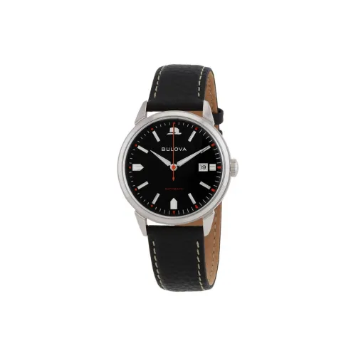 BULOVA Мужские часы Автоматический механический механизм Кожаный ремешок 40 мм Черный циферблат