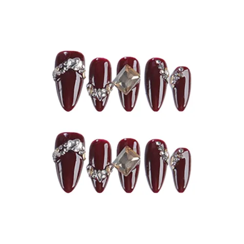 YUNYUEQIAO Бордовый Утончённый Осветляющий Ручная работа Сверкающий Страз 3D Эффект Премиум Коричневый Элегантность