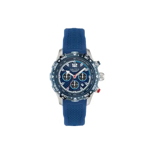 NAUTICA Мужские часы Кварцевый механизм Силиконовый ремешок 46 мм Синий циферблат