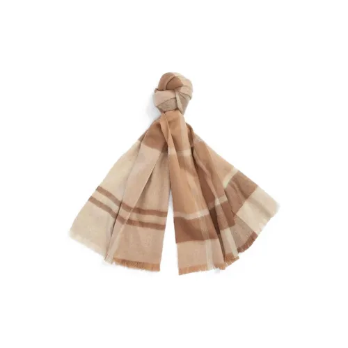 BARBOUR Шарфы из овечьей шерсти вязаные женские бежевые