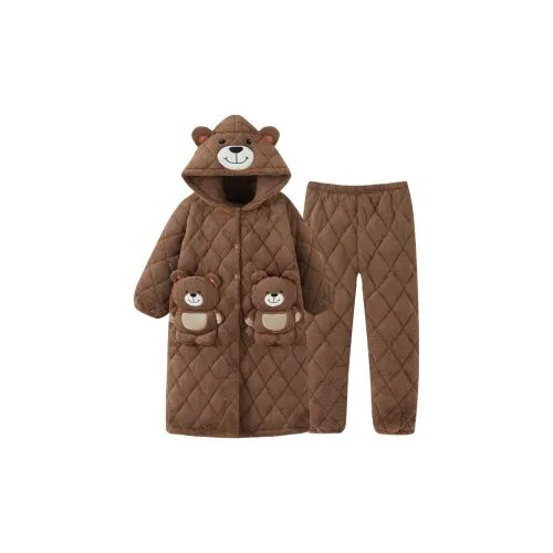 OUSHIBO Пижамный халат комплект женский цвет на изображении