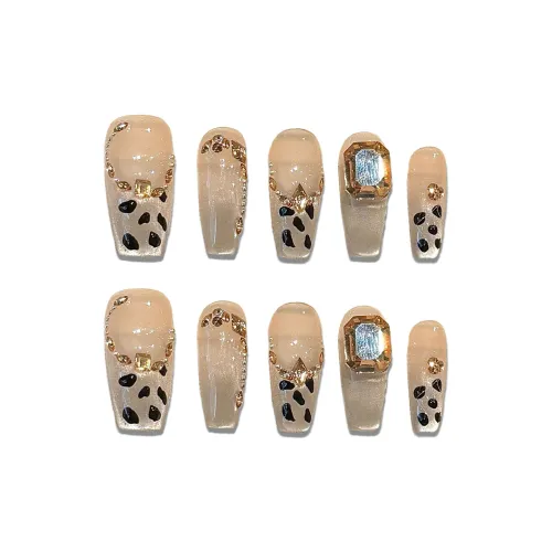 XIAMEIYU Леопардовый принт MISS Кошачий глаз Осветляющий Ручной Ногтей False Nail Средний LADDER 25 мм