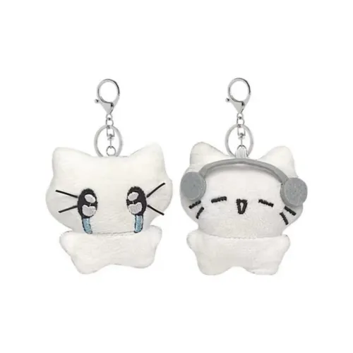 Miao Ji Милый Белый Наушники с CRYING CAT Дизайн Куклы Плюшевый Брелок 6,5 см Высота