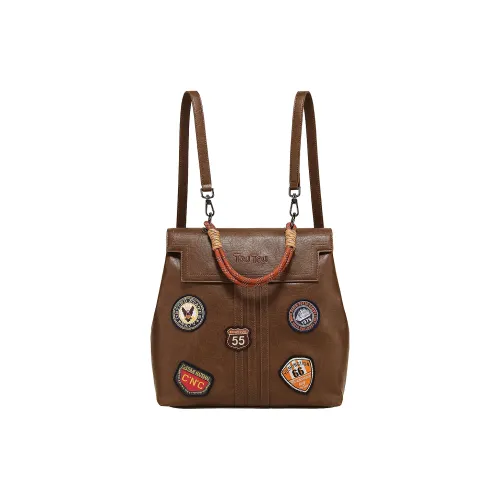 TOUTOU ПУ (полиуретан) Рюкзак Сумка Большая Женская Американский Каштановый Коричневый