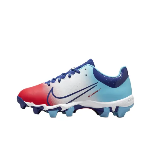 Nike Hyperdiamond 4 Slip-Resistant Abrasion-Resistant Low Top Детские Тренировочные Кроссовки Синий Красный Белый Подростки