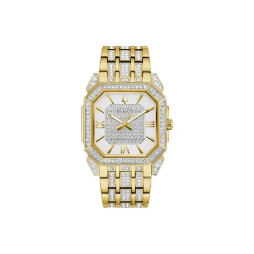 BULOVA Мужские часы Кварцевый механизм Ремешок из нержавеющей стали 40 мм Белый циферблат