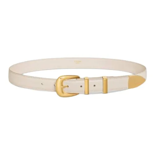CELINE Металл Кожаные ремни Women's White Ширина 2,5CM