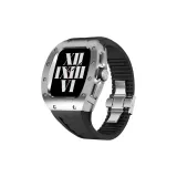 Титан, серебряный корпус, серебряный ободок, черная лента фтористого полиэтилена