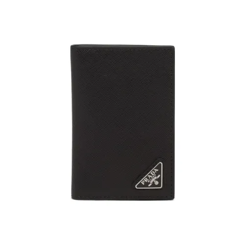 PRADA Телячья кожа Держатель для карт Держатель для карт Мужской Черный