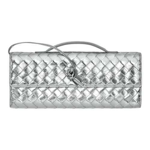 Bottega Veneta Sheepskin Clutch Women's Silver
