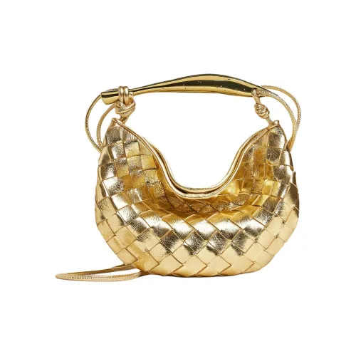 Bottega Veneta Sardine Овчина Сумка через плечо Сумка Мини Женская Золотая