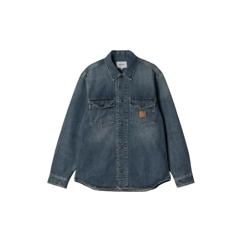 Carhartt WIP FW24 Lincoln Рубашка Jac Denim Куртка Unisex Выстиранный Синий