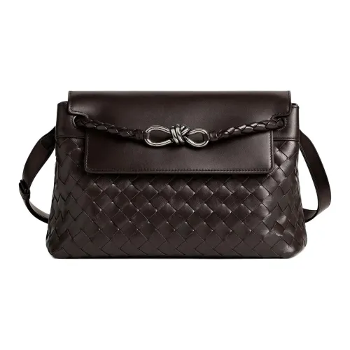 Bottega Veneta Телячья кожа Курьерская сумка Сумка через плечо Маленькая Мужская Темно-коричневая