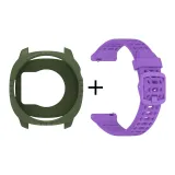 Армейский зеленый - Защитный чехол + Фиолетовый сетчатый спортивный силиконовый ремешок