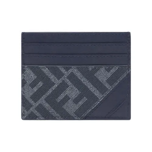 FENDI Кредитница FENDI DiagonalКредитница Из Ткани С Узором FF Синего Цвета