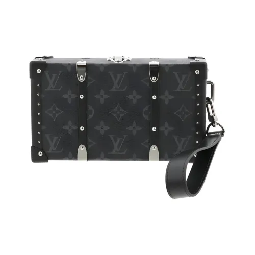 LOUIS VUITTON Корова Кожа Мягкая Коробка Твердый Чехол Клатч Унисекс Синий Серый