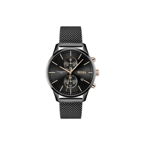 Hugo Boss Мужские часы Кварцевый механизм Ремешок из нержавеющей стали 42 мм Черный циферблат