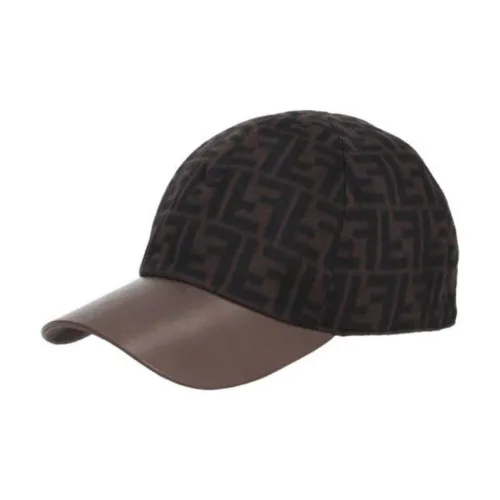 FENDI Кожа Шерсть Кепки Мужские Черный Коричневый
