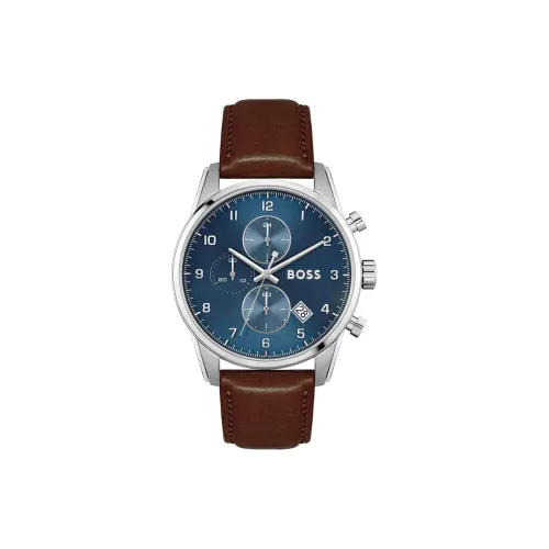 Hugo Boss Наручные часы Кварцевый механизм Кожаный ремешок 44 мм Синий циферблат Женские часы