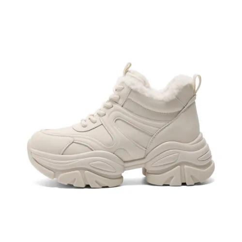 BELLE Устойчивый к истиранию противоскользящий высокий топ массивные кроссовки женские цвет экрю